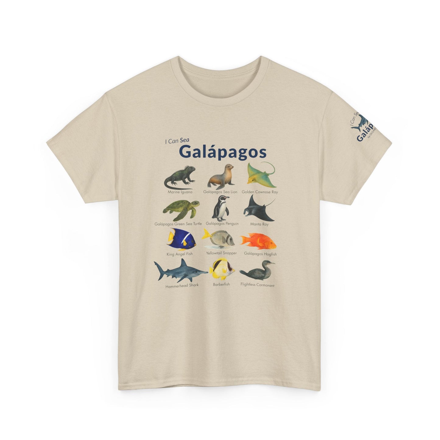 T-Shirt Sand / S Galápagos Wildlife Field Guide Tee - "I Can Sea" Watercolor Marine ID Shirt Galápagos Wildlife Field Guide Tee - "I Can Sea" Watercolor Marine ID Shirt