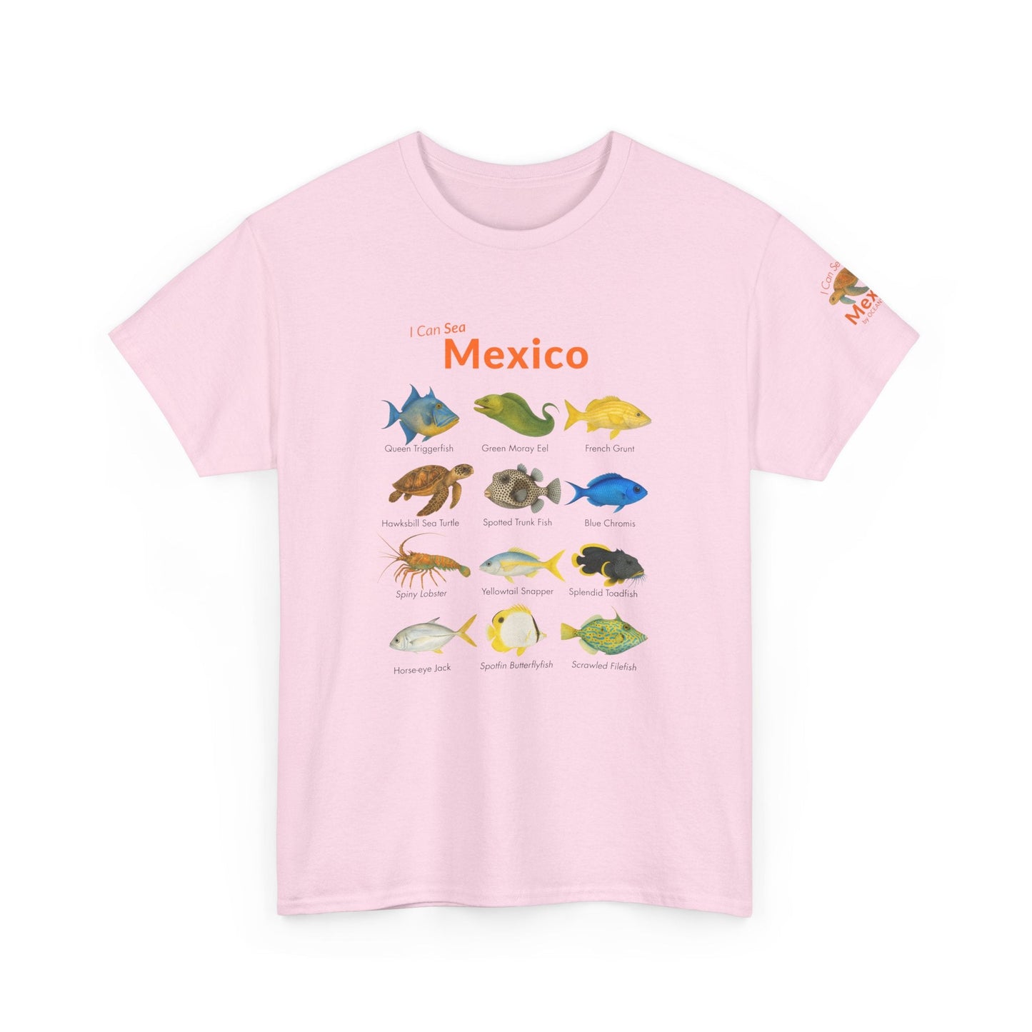 T-Shirt Light Pink / S I Can Sea Mexico Watercolor Field Guide Tee - Mexican Fish ID Shirt I Can Sea Mexico Watercolor Field Guide Tee - Mexican Fish ID Shirt
