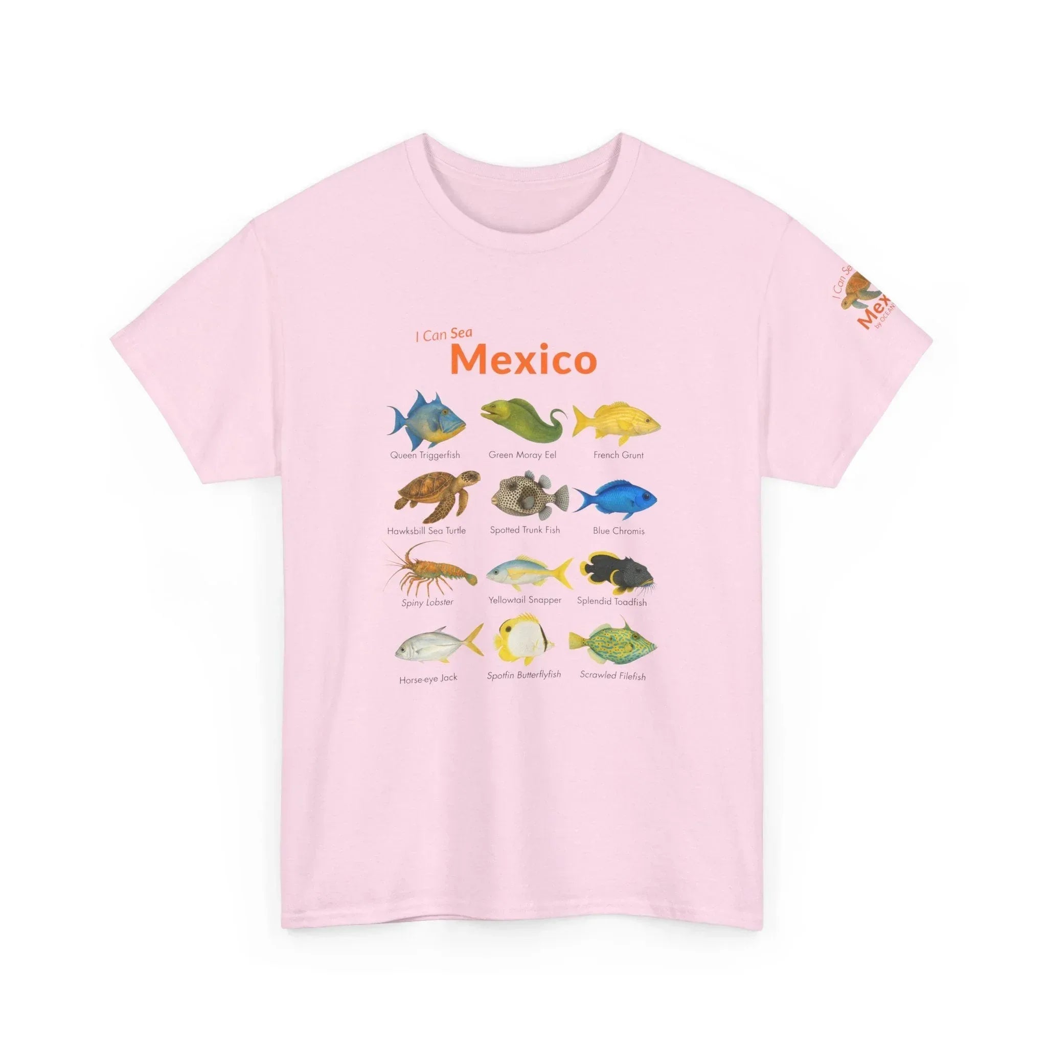 T-Shirt Light Pink / S I Can Sea Mexico Watercolor Field Guide Tee - Mexican Fish ID Shirt I Can Sea Mexico Watercolor Field Guide Tee - Mexican Fish ID Shirt