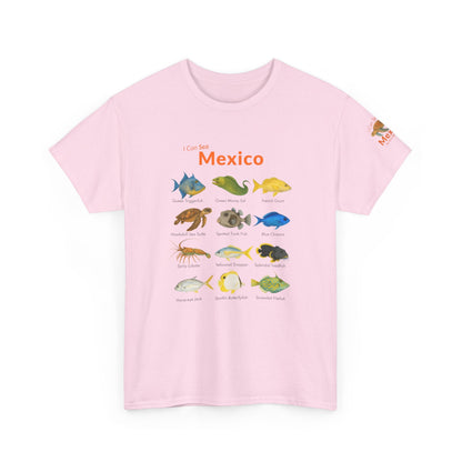T-Shirt Light Pink / S I Can Sea Mexico Watercolor Field Guide Tee - Mexican Fish ID Shirt I Can Sea Mexico Watercolor Field Guide Tee - Mexican Fish ID Shirt