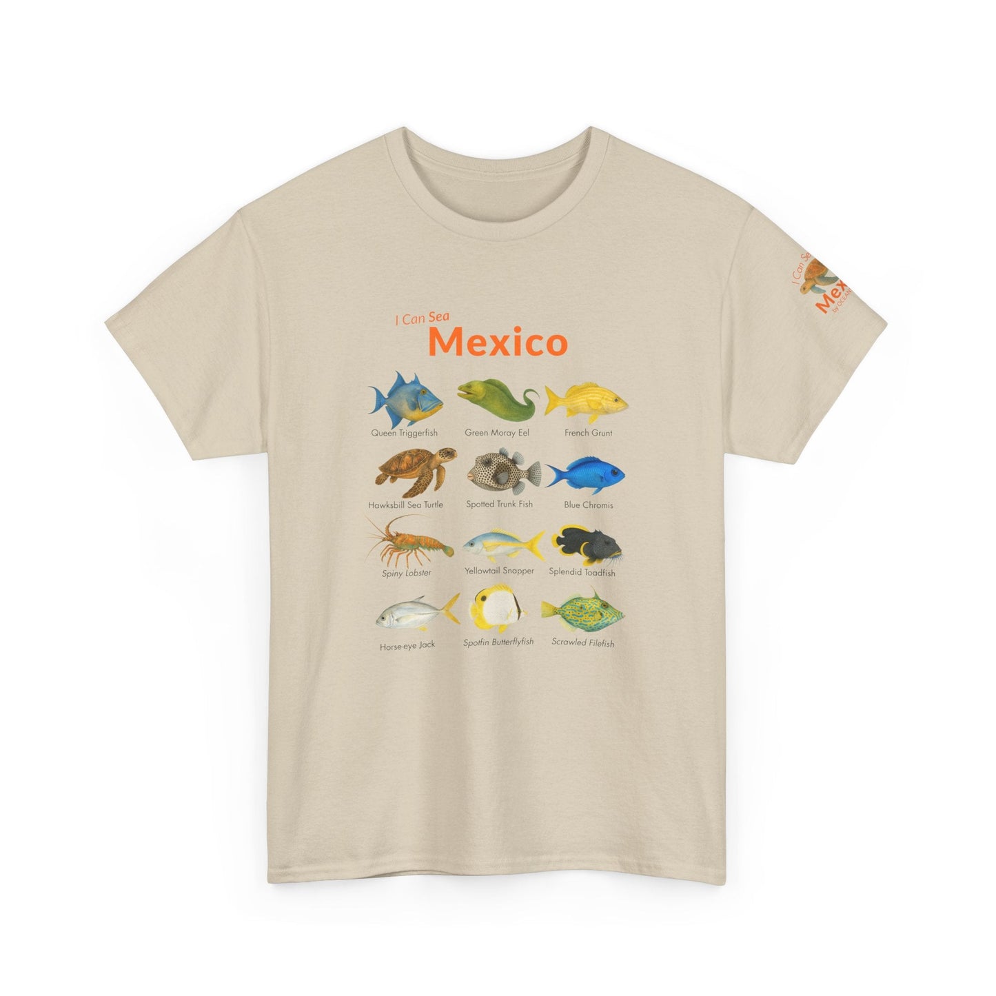 T-Shirt Sand / S I Can Sea Mexico Watercolor Field Guide Tee - Mexican Fish ID Shirt I Can Sea Mexico Watercolor Field Guide Tee - Mexican Fish ID Shirt