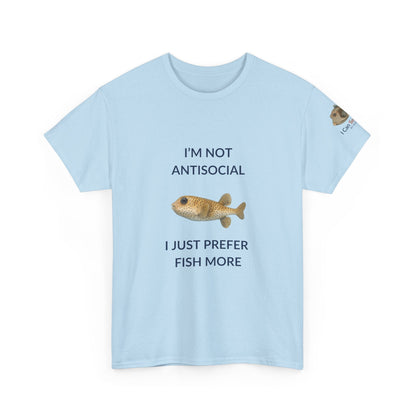 T-Shirt Light Blue / S I’m Not Antisocial I Just Prefer Fish More T-Shirt - Watercolor Fish Tee for Divers & Ocean Lovers I’m Not Antisocial I Just Prefer Fish More T-Shirt - Watercolor Fish Tee for Divers & Ocean Lovers