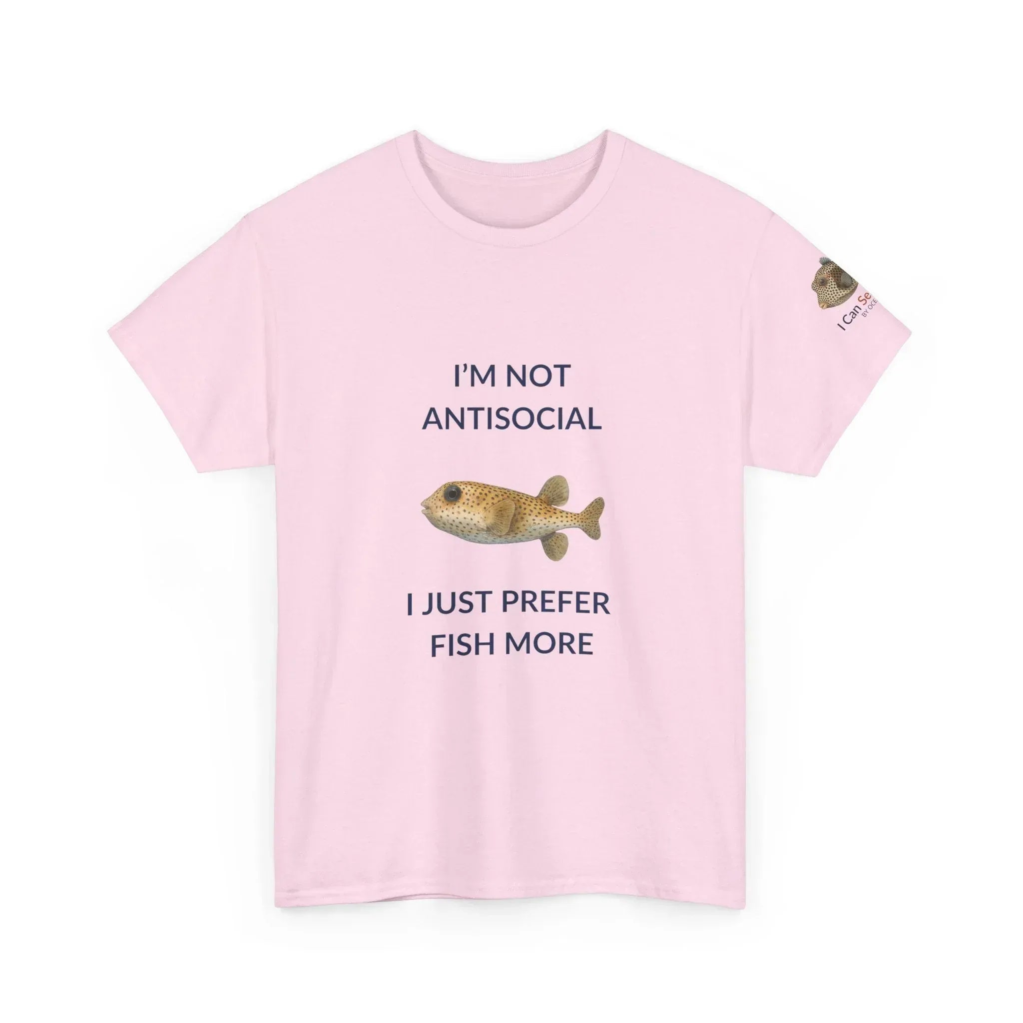 T-Shirt Light Pink / S I’m Not Antisocial I Just Prefer Fish More T-Shirt - Watercolor Fish Tee for Divers & Ocean Lovers I’m Not Antisocial I Just Prefer Fish More T-Shirt - Watercolor Fish Tee for Divers & Ocean Lovers