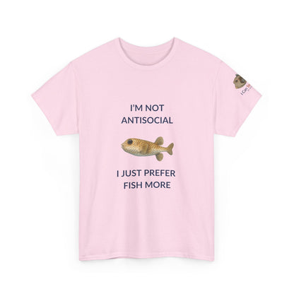 T-Shirt Light Pink / S I’m Not Antisocial I Just Prefer Fish More T-Shirt - Watercolor Fish Tee for Divers & Ocean Lovers I’m Not Antisocial I Just Prefer Fish More T-Shirt - Watercolor Fish Tee for Divers & Ocean Lovers